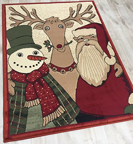 Handcraft Rugs-Santa Claus And Friends Area Rug Red, Green And Multi (Approximately 3 Ft. By 5 Ft.) #TOP4
