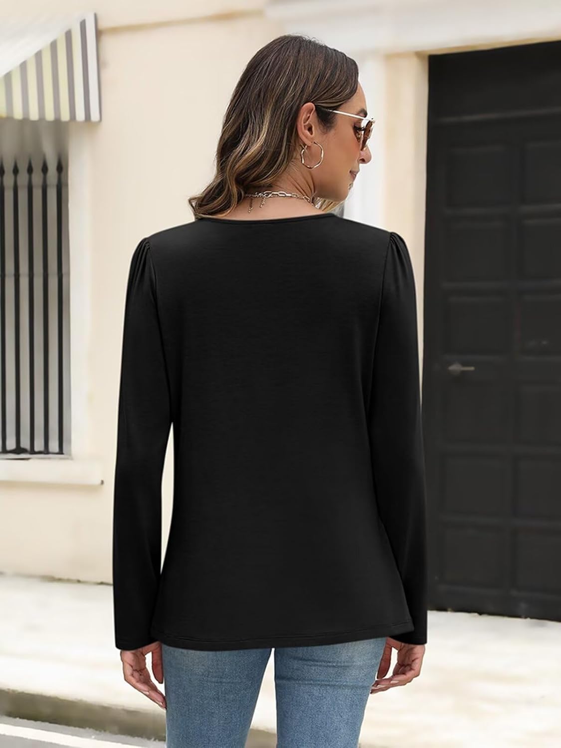 Womens Tunic Tops Long Sleeve Shirts Office Work Pleated Shirt Loose Fit Fall Winter Top Trendy Clothes 2025 - Image 5