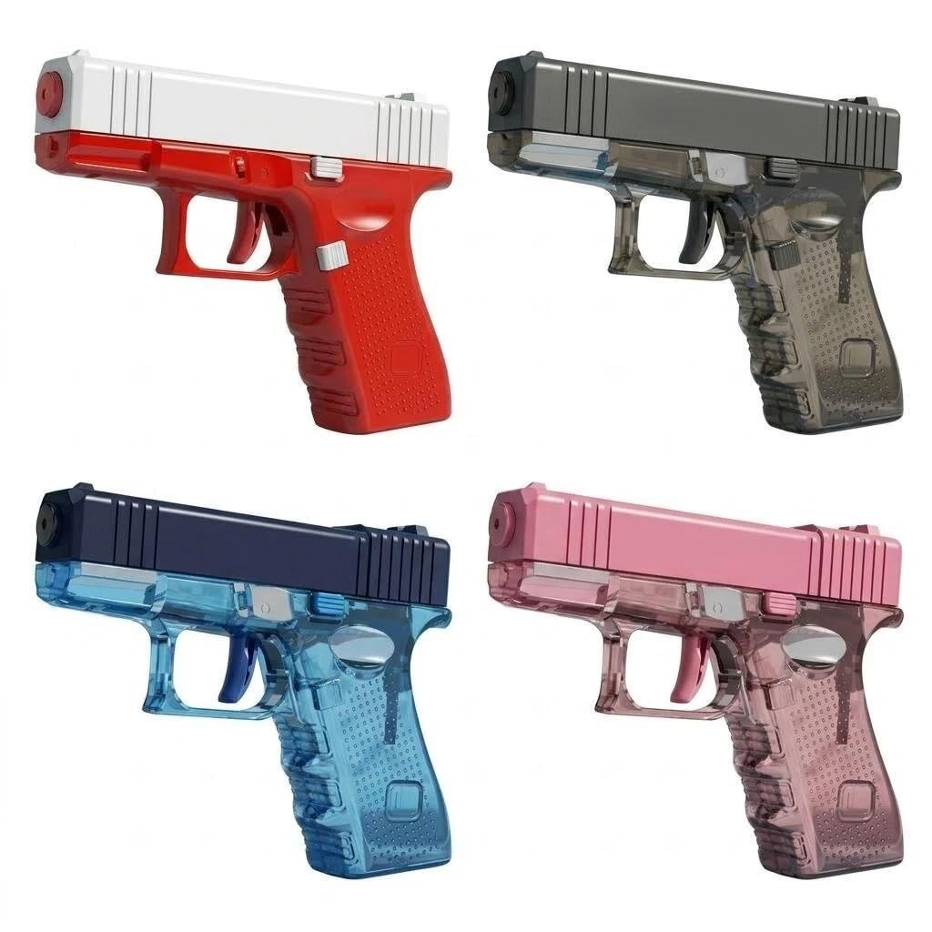 4 Pack Water Pistols, Manual Squirt Water Gun for Adults, Perfect Summer Pool, Beach, Outdoor Water Fighting Games, Gifts for Boys Girls (Red/Grey/Blue/Pink)