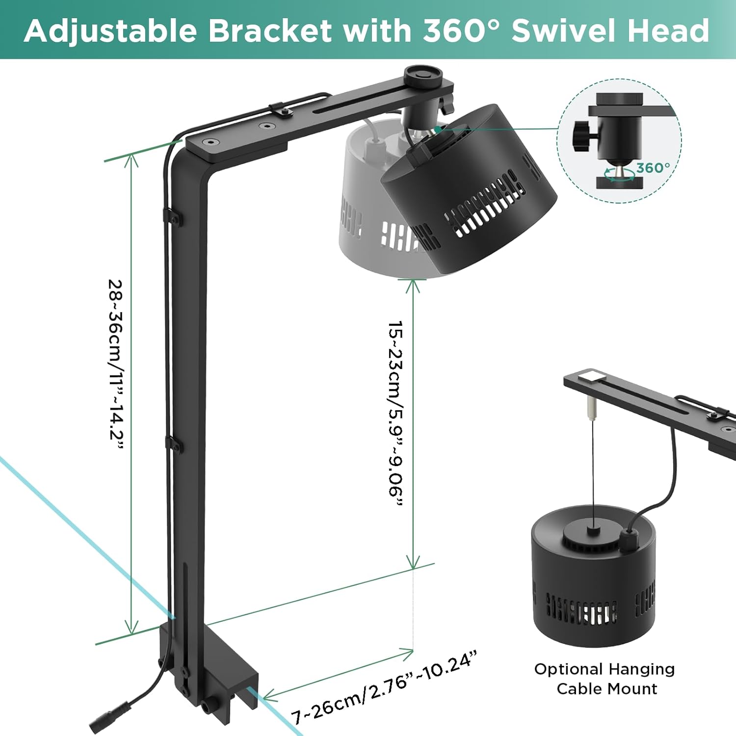 Lominie Aquarium Lights Full Spectrum LED Fish Tank Light Clip on Aquarium Lamp 85W 6500k for Freshwater Refugium Cube Tank with Bracket