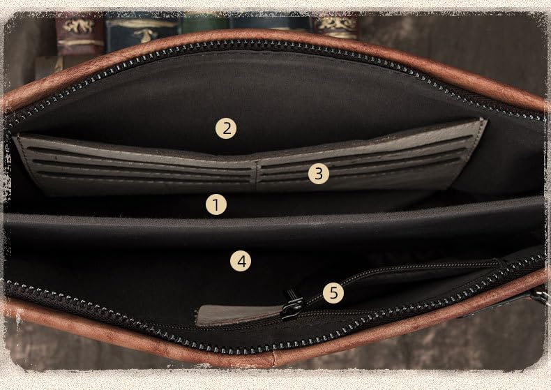 Genuine Leather Mens Vintage Clutch Bag Retro Envelope Purse Business Casual Handheld Wallet4