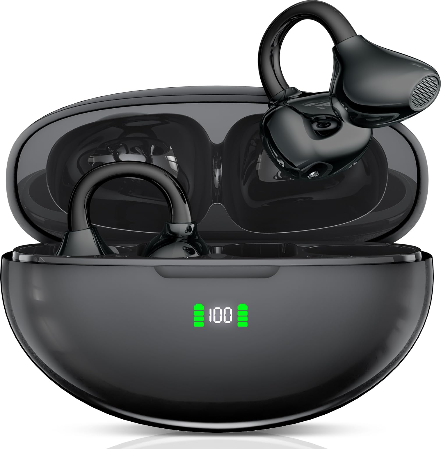 ROTRES Cuffie Sportive a Conduzione Ossea, Design Innovativo con Clip Auricolare per Corsa e Fitnes, Durata della Batteria di 80 Ore, Vestibilità Sicura, Resistenti All'acqua e Alla Polvere (Nero) - 1