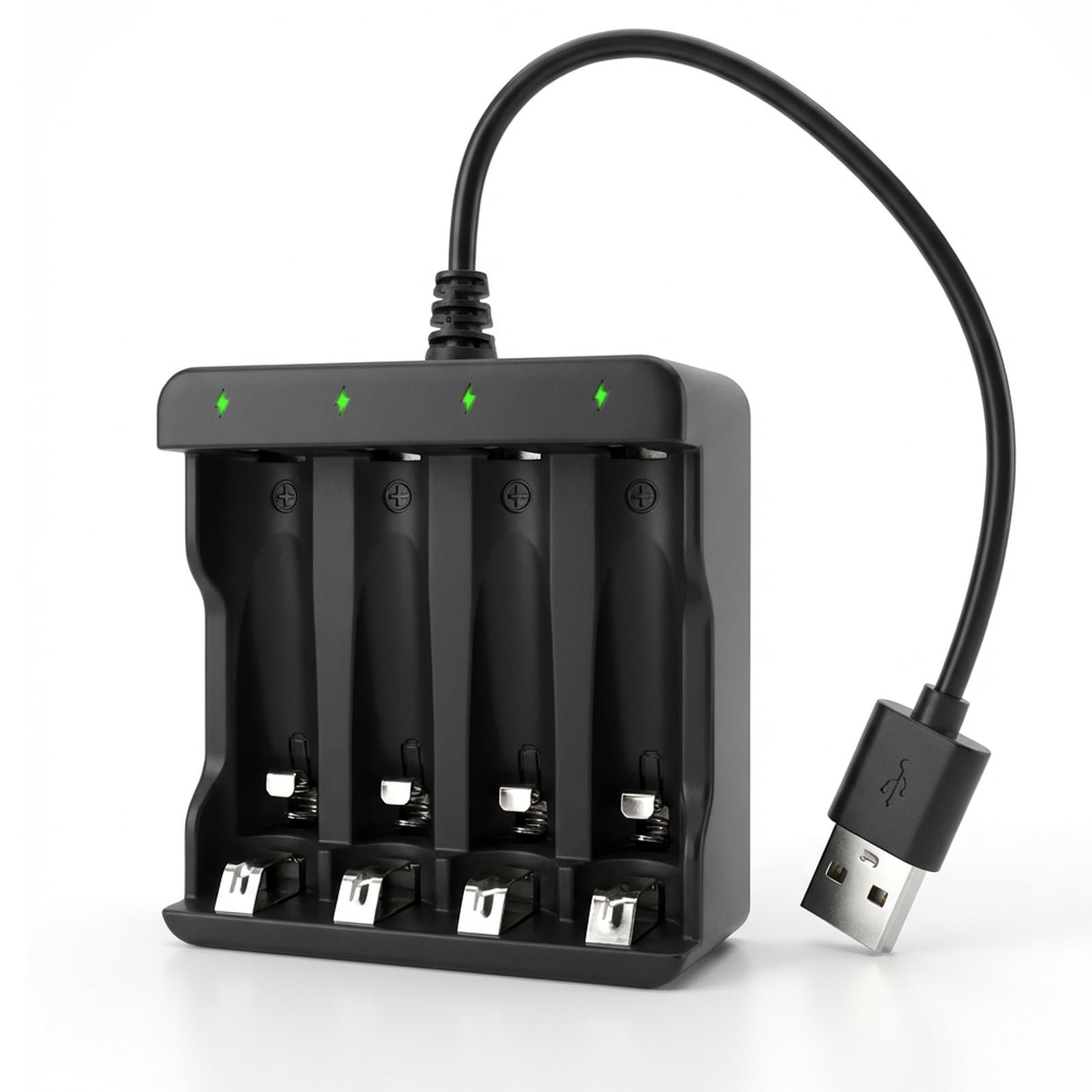 BEVIGOR 4 Bay AA AAA Battery Charger, USB Fast Charger with Independent Charging Slots for NiMH/NiCD Rechargeable Batteries, Smart Battery Charger with Overheat Protection for Home &amp; Travel