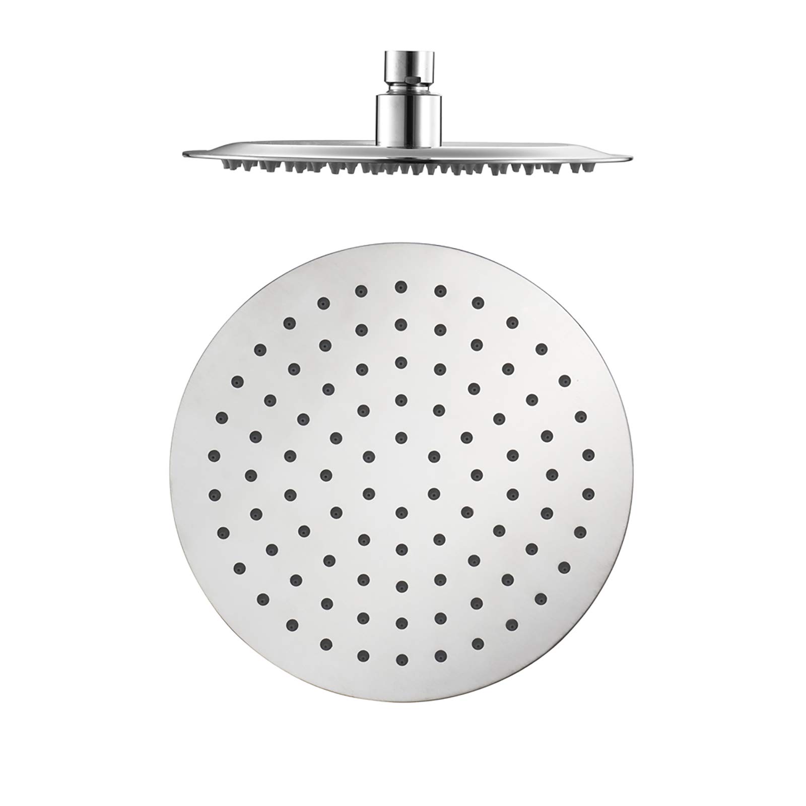 Alcachofa de Ducha, Cromado Ronda Alcachofas Fijas para Ducha de Alta Presión 304 Acero Inoxidable Ultra Delgado Rociador Ducha Efecto Lluvia,8 Inch
