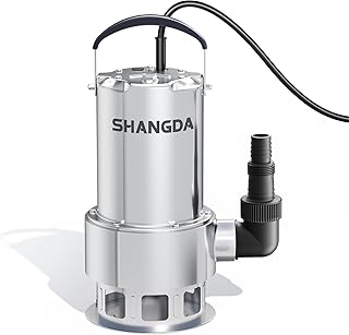 Sump Pump 1.6HP Submersible Water Pump 5500GPH Stainless Steel Electric Clean/Dirty Water Draining Transfer Pumps with Adapters for Pool Hot Tub Pond