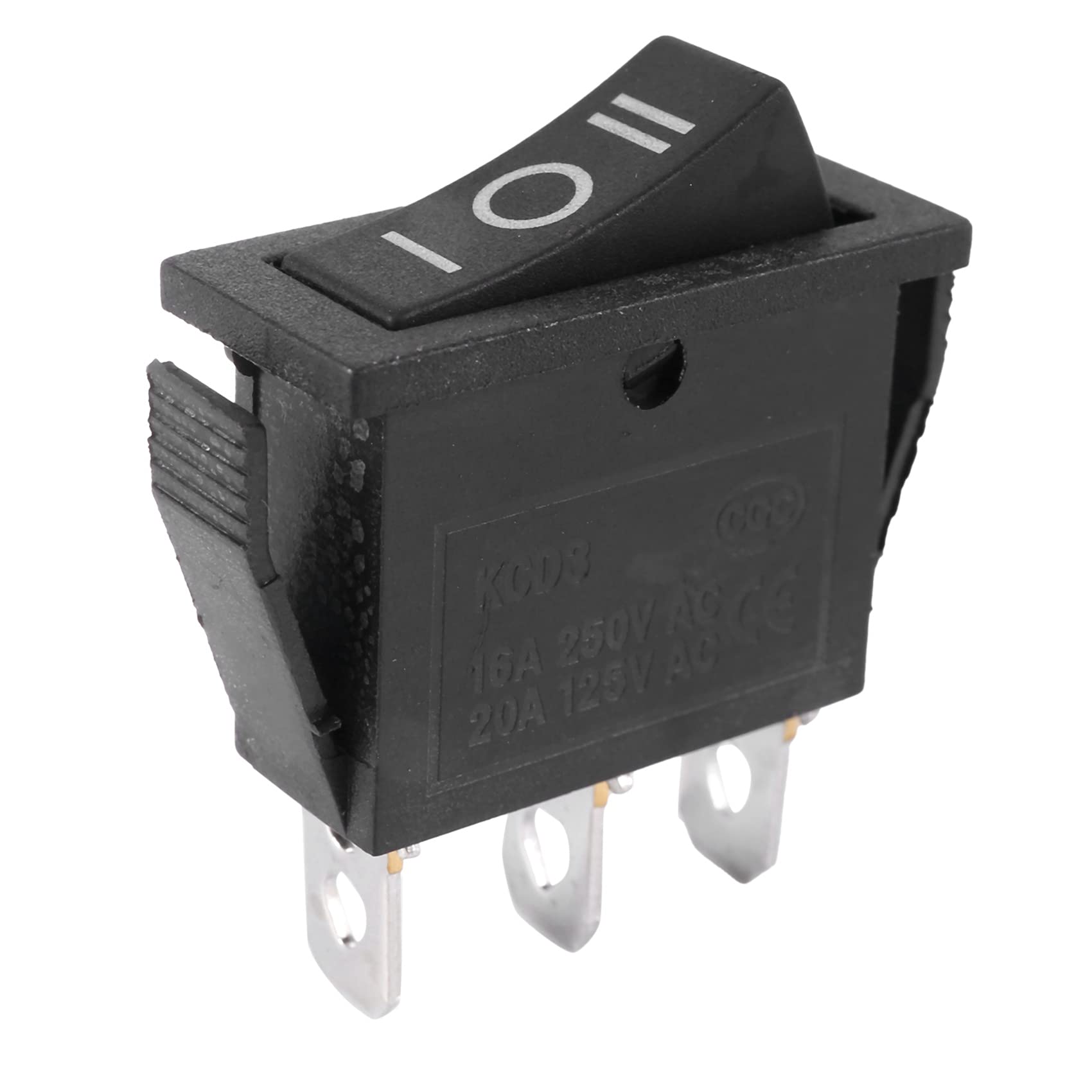 Hundnsney Black Ac15a/250V 20A/125V 3 Pin Spdt -On 3 Position Rocker Switch