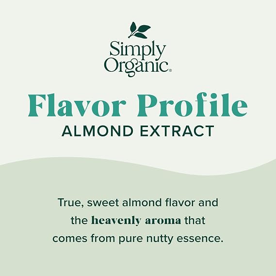 Simply Organic Almond Extract, 4 Ounce Glass Jar, Warm Sugar-free Vegan Flavor for Desserts, Coffee and Smoothies