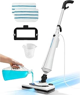 Steam Mops for Floor Cleaning, 1300W Floor Steamer with Detergent Chamber, 25S Heat Up, Lightweight Steamer for Cleaning with 2 Washable Pads, Safe for Tiles, Upholstery, Carpet, Hardwood