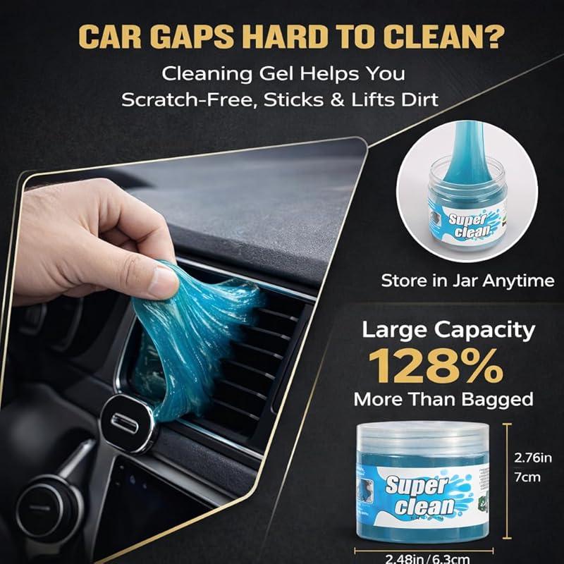 15-Piece Car Interior & Glass Cleaning Kit - 3 Graded Boar Brushes, 3-in-1 AC Vent Shutter Brush, 160g Gel, 180° Swivel Retractable Glass Brush | Auto-Focus Multi-Scenario Use