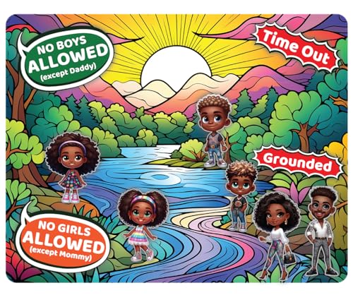 Magnetic Playset with Interactive Magnets (11in x 14in) - Artistic Dreamscape Mountains - Activity Set with Characters and Mounting Elements, Reusable for Kids Playroom, Wall, Door, Fridge, Style B