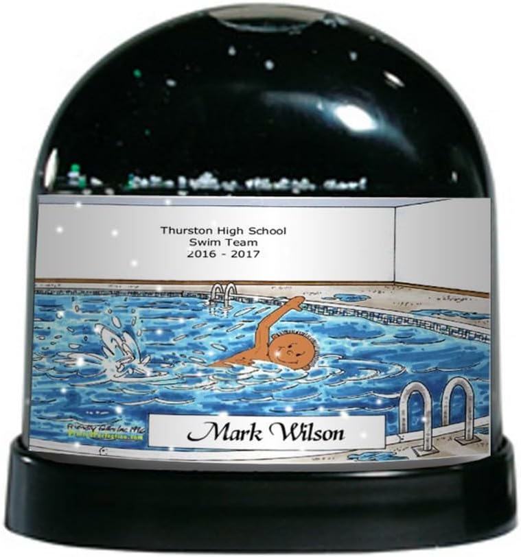 PrintedPerfection.com Personalized Swimmer Male Snow Globe Gift