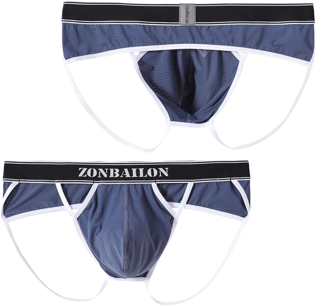 JINSHI Men's Sexy Jockstrap Ball Pouch Thong G String Stretchy Underwear Briefs Workout Jock Strap Athletic Supporter M 3XL
