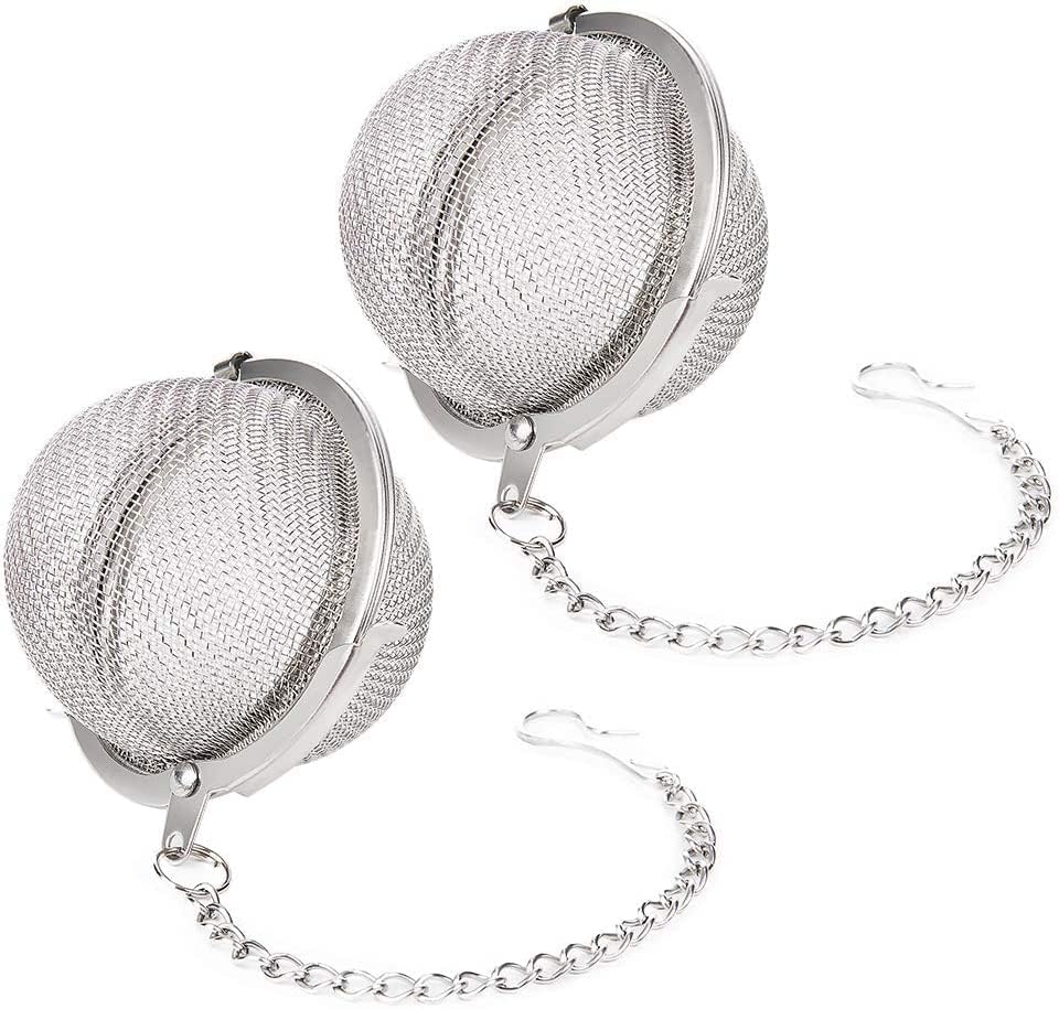 DHARVIM® Stainless Steel Tea Ball Strainer Mesh Infuser Filter Reusable Spice Filter Ball Herbs Infuser with Extended Chain Hook for Loose Leaf Tea & Spices Seasoning (Small 2 Pcs)-image-17