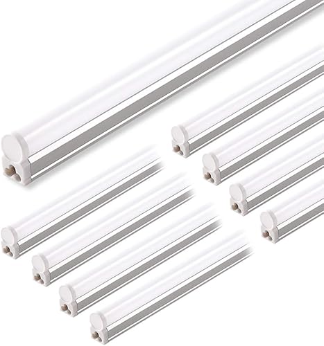 Paquete de 8 luces LED T5 de Barrina, integradas en un solo accesorio, 4 pies, 2200 lm, 5000 K, 20 W, luz para el taller de herramientas, techo y