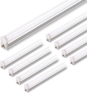 Barrina LED Shop Light, 4FT 2200lm 6500K T5 Fixture, 20W, Linkable, 8-Pack
