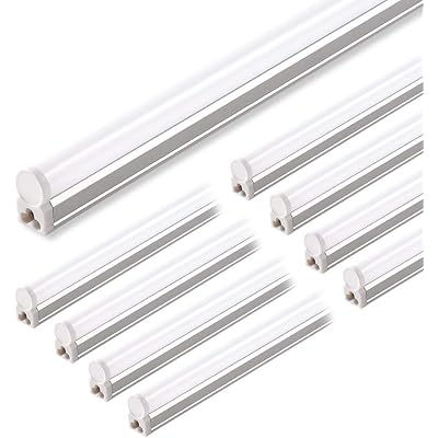 Barrina (Pack of 8 LED T5 Integrated Single Fixture, 4FT, 2200lm, 5000K, 20W, Utility Shop Light, Ceiling and Under Cabinet Light, ETL Listed, with Built-in ON/Off Switch