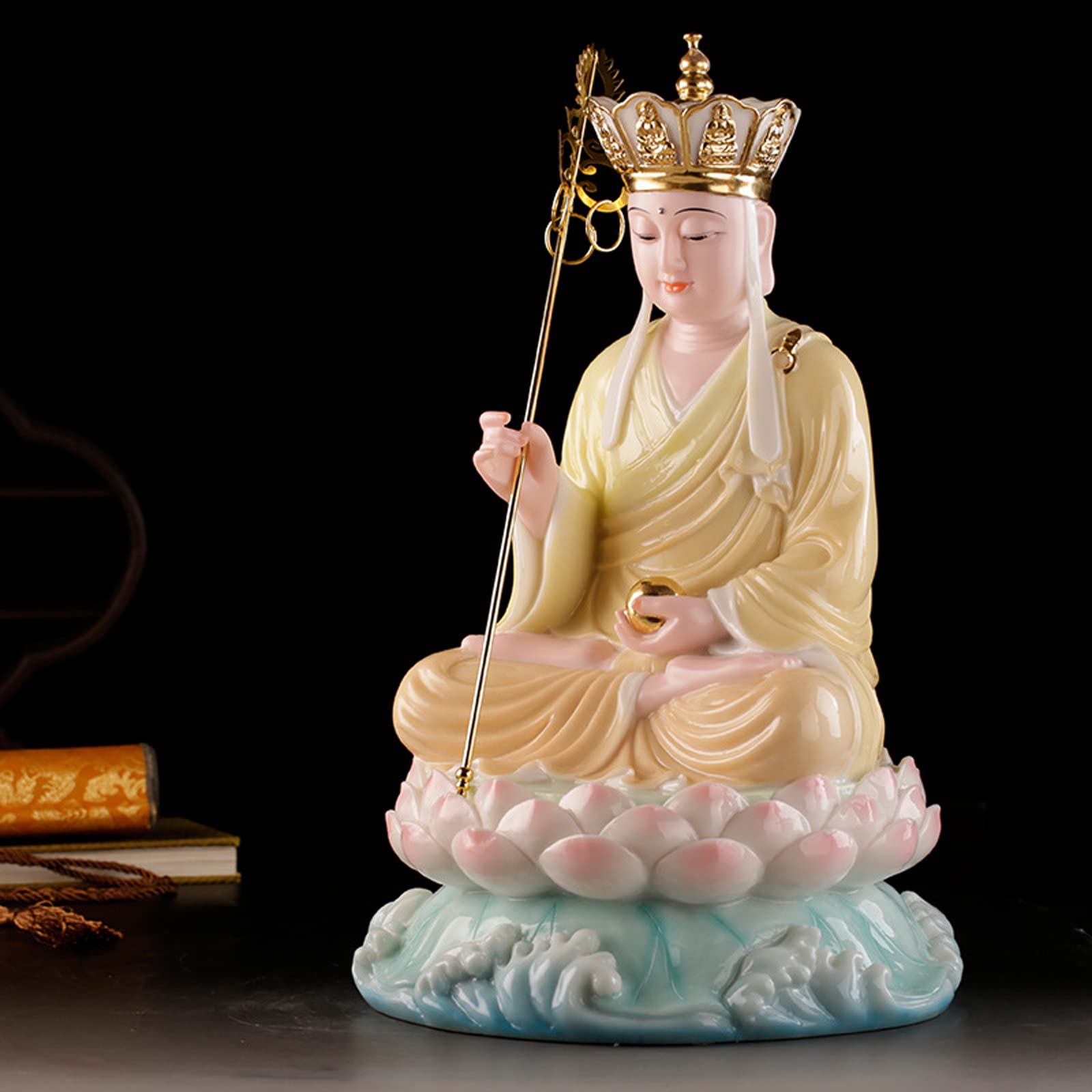 地蔵王菩薩仏像 家 玄関 仏間 供仏 開運 風水 工芸品 置物 Amazon｜地蔵王菩薩 地蔵王 仏像 置物 彫刻仏像 錫杖を持つ 守り