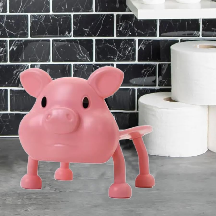 ARFUKA Pig Toilet Paper Holder Funny Free-Standing Countertop Dispenser Adorable Decor for Bathrooms, Kitchens & Kids’ Rooms image 5
