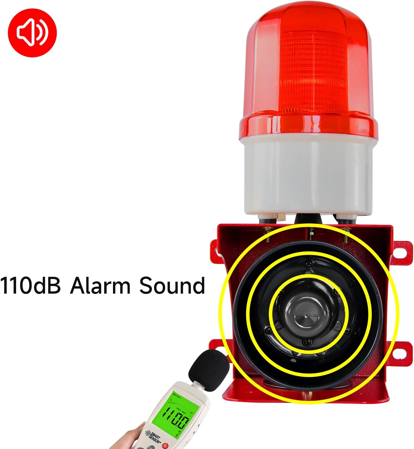 Y DIANS Siren Alarm 110dB Loud Horn IP65 Waterproof Emergency Safety Alarm with Beacon Strobe Light for Indoor/Outdoor Factory,Office,Fires,Tornado DC12V