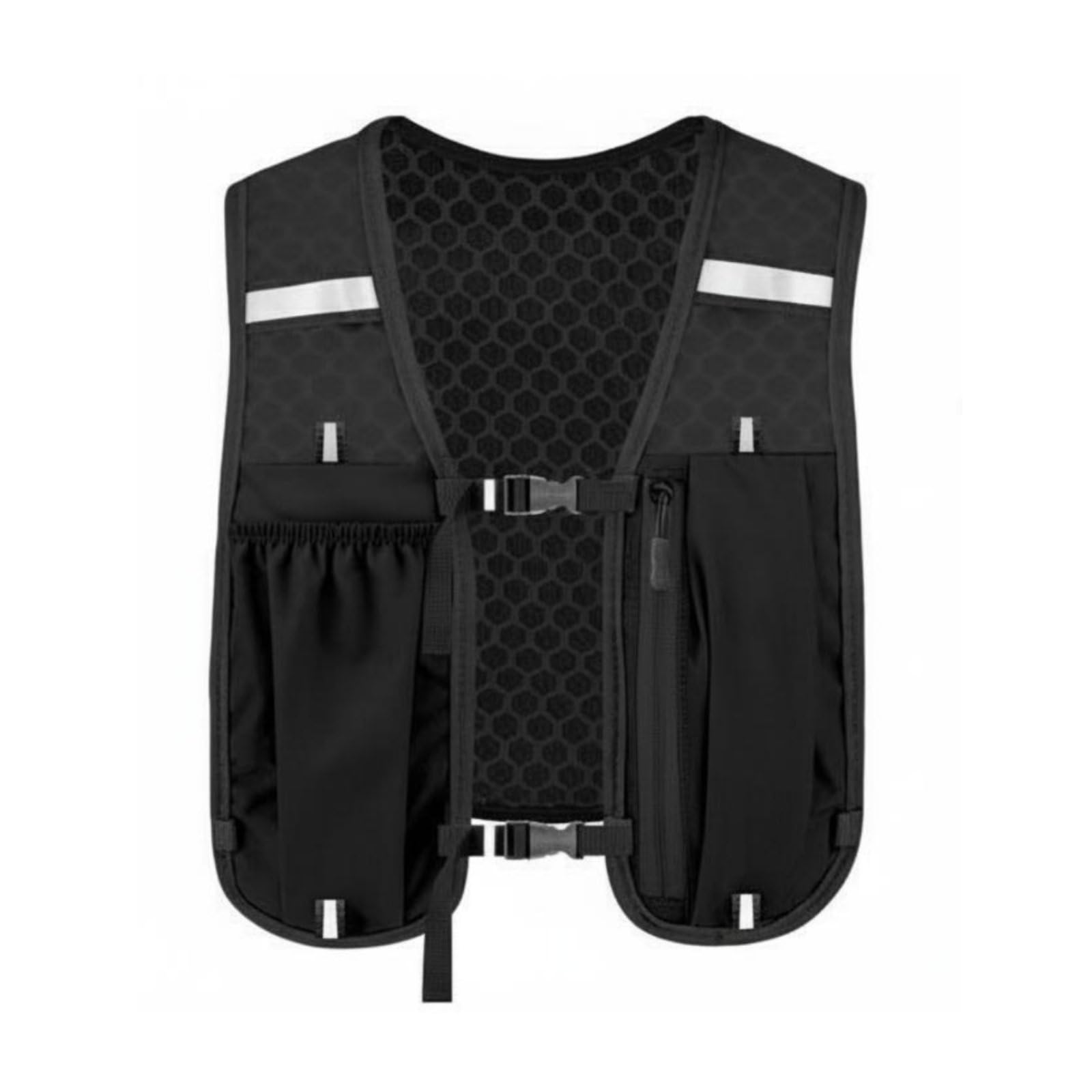 SNAPPSY Adjustable Straps Hydration Vest Breathable Mesh Running Vest Reflective Multi-Pocket for Runners, Cyclists, Hikers, Outdoor, Long-Distance Race, Gym, Black-picture-12