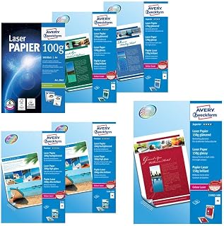 Avery España 1198 - Pack de 200 folios de papel fotográfico para impresoras láser, 210 x 297 mm, color blanco