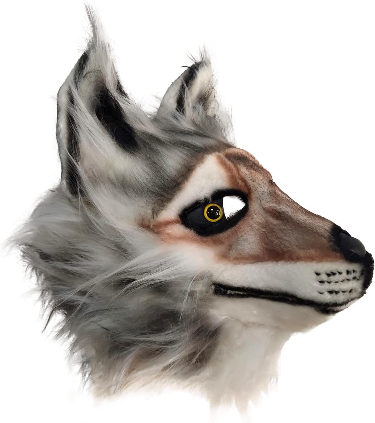 Furry Wolf Mask Head Mask Full Head Realistic Mask Halloween Masquerade Cosplay Accessory