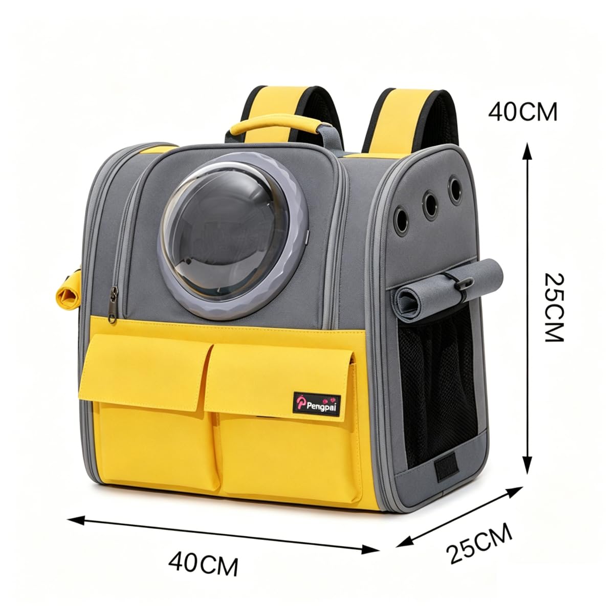 Trasportino Zaino Porta Cane Gatto 8kg, Borsa Trasporto Capsula Grande con 3 Ingresso 2 Cupole (acrilico e nido d'ape) Apertura dall'alto, Portatile Ventilato Pieghevole per Viaggio e dal Veterinario