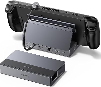 UGREEN Steam Deck Dock 9-in-1, 4K@120Hz Max DP Not HDMI Docking Station | Adjustable Stand, 100W PD, 10Gbps Data Ports, Ethernet, SD/TF, Docking Station for Steam Deck OLED, ROG Ally X, Legion Go
