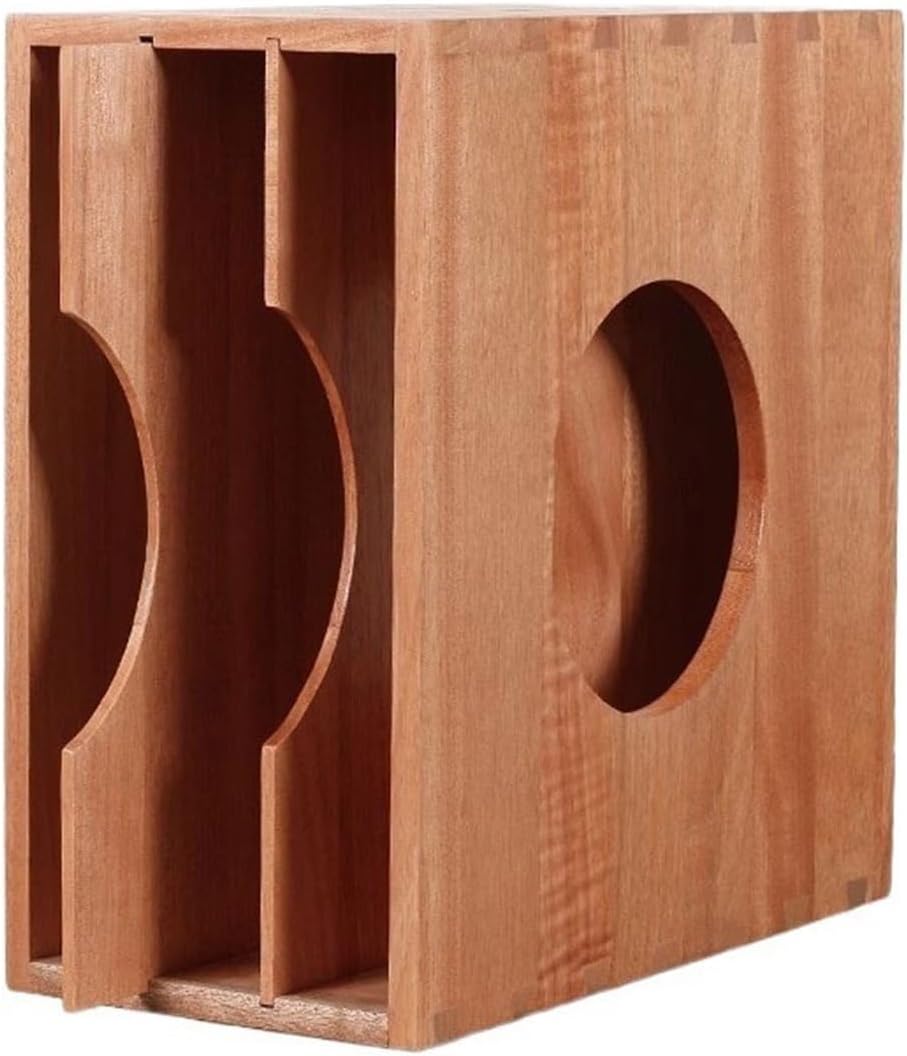 CD Storage Rack Tabletop Three Compartment Vinyl Record Rack Wooden CD Albums Box with Pull-Out Shelves