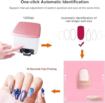 Intelligent 3D Nail Painting Machine, 4800 DPI Portable Digital Mobile Art Printer, Support APP/DIY, Endless Customization, Professional Equipment for Beauty & Personal Care