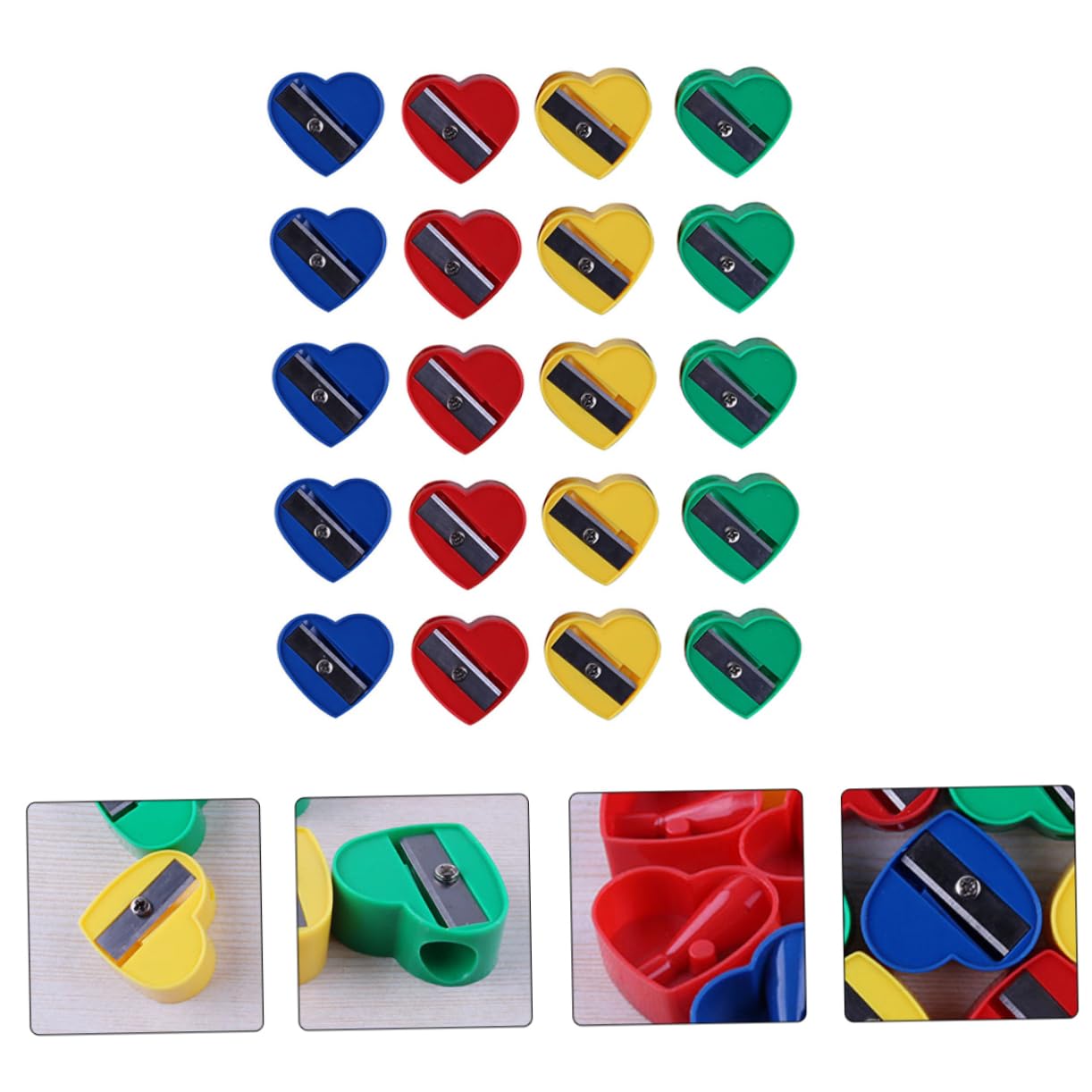 Uonlytech 60Pcs Heart Shape Pencil Sharpeners Eyebrow and Makeup Pencil Sharpener for Lightweight and Portable for Student Stationery and School Supplies