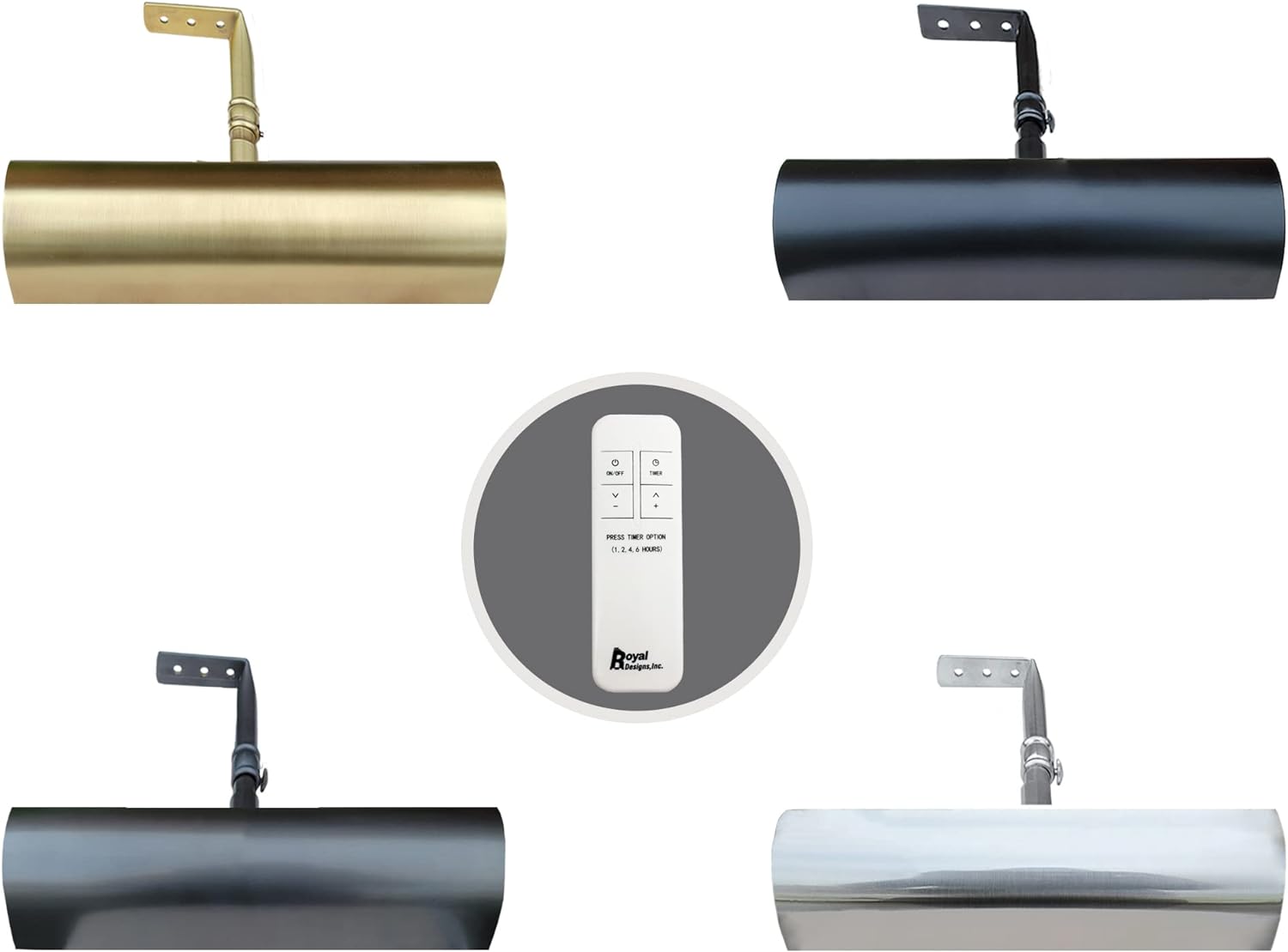 Royal Designs, Inc. Cordless Remote Control LED Picture Light, Dimmable with Timer Function, Brushed Satin Brass, 10.75 Inches