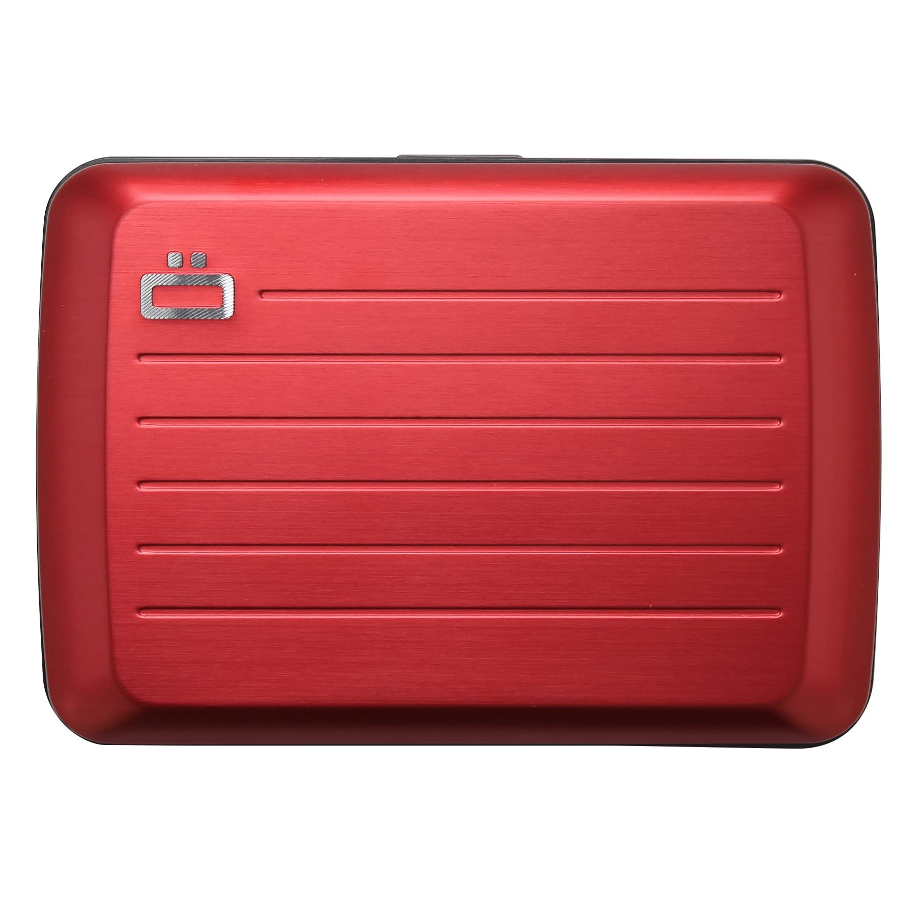 Aluminum card holder with metal lock, RFID protection against fraud and demagnetization, compact wallet, Smart Case OSLO model, Aluminum Red, Taille unique, Minimalist