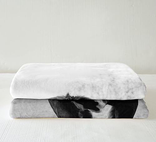 Miniatura 2 de Erosebridal Longhorn - Manta de forro polar blanco y negro con diseño de vaca occidental para niños y adolescentes, manta de cama de ganado toro