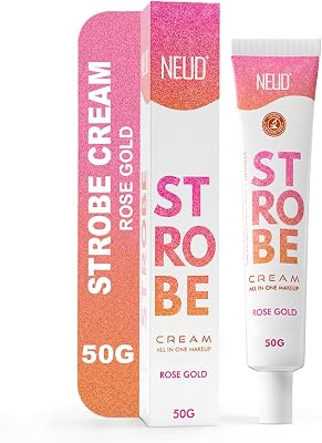 Illuminating Strobe Cream Gold 50g, Primer + Highlighter + Moisturizer with Cocoa Butter and Hyaluronic Acid, 3 in 1 Strobe Cream for Face, Flawless Radiant Dewy Skin & Glowing Makeup Base