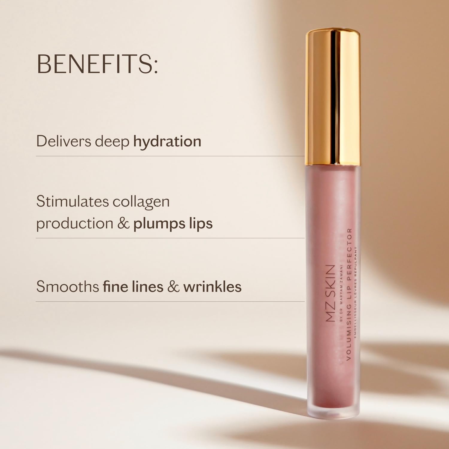 MZ SKIN Volumising Lip Perfector Shade 2 | Peptide Plumping Lip Gloss with Hyaluronic Acid & Mint | Hydrates, Smooths & Enhances Lip Volume - Image 2