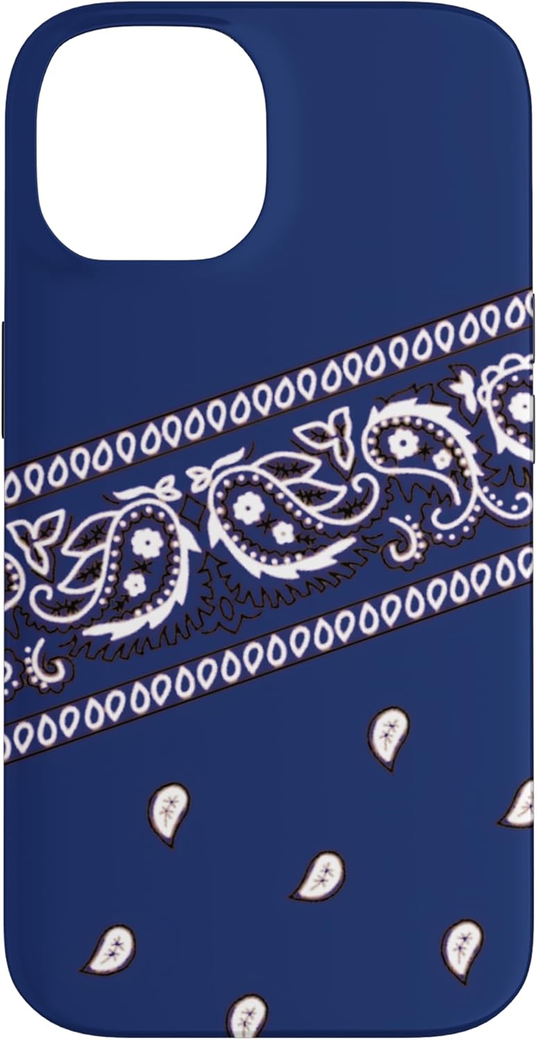 Navy Blue Bandana Style Urban Paisley Print Art Pattern Case for iPhone 14 Plus
