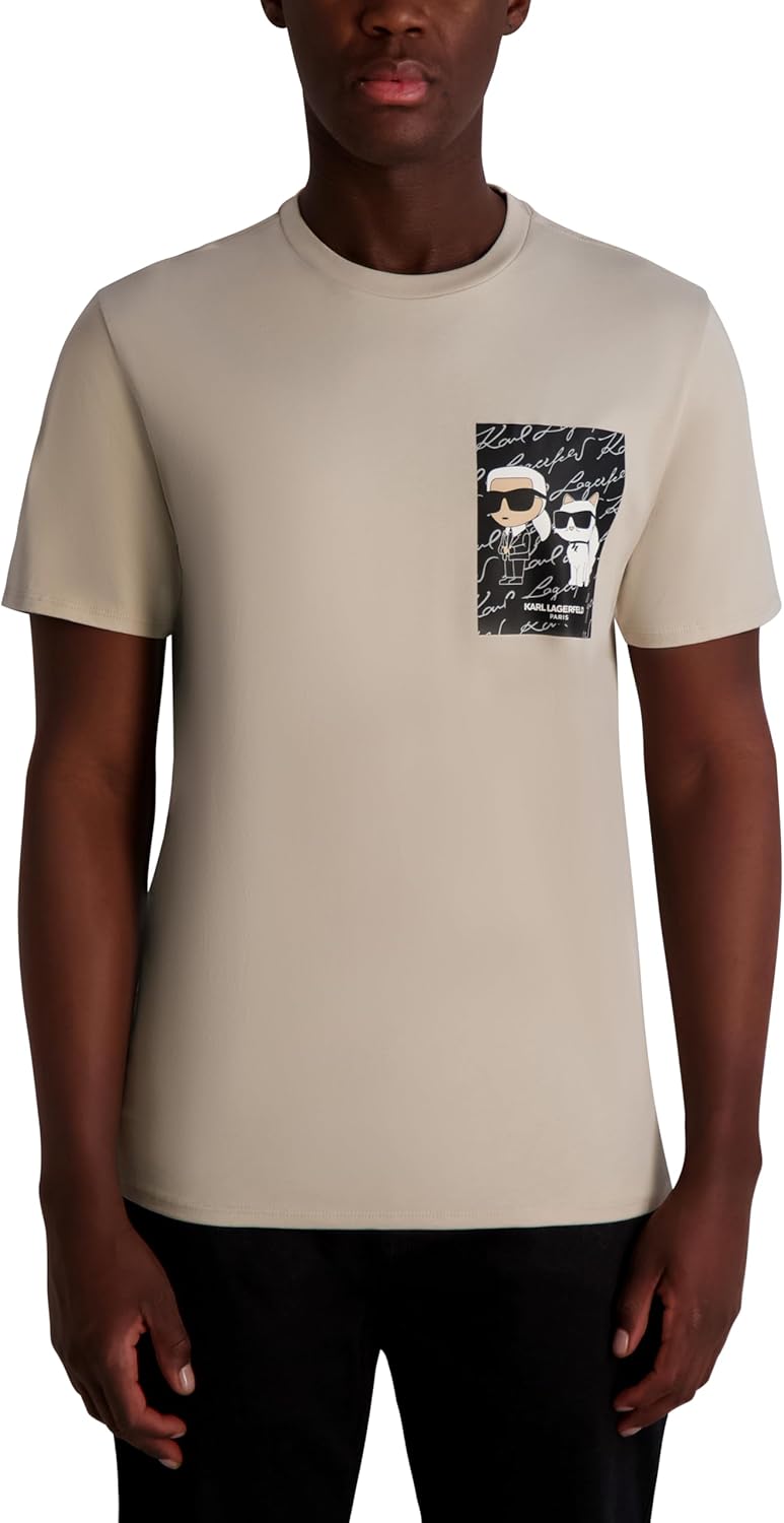 Karl Lagerfeld Men's Short Sleeve Crewneck Choupette Karl Graphic Design T-Shirt