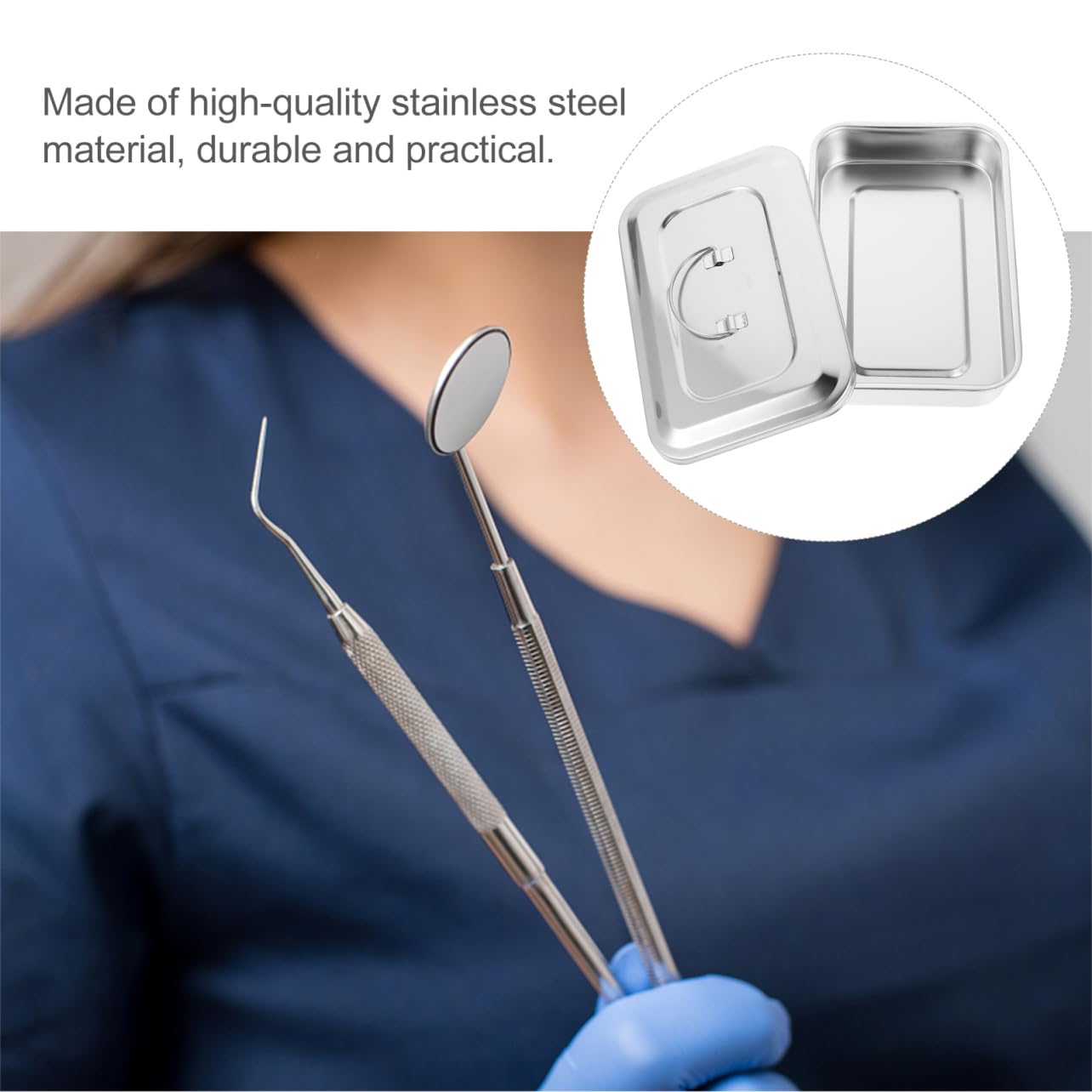 MAGICLULU Organizzatore in Acciaio Inox 304 Con Coperchio, Contenitore Professionale Per Strumenti Chirurgici e Laboratori, Vaschetta Rettangolare 9 Pollici Senza Fori, Uso Veterinario e Per Piercing