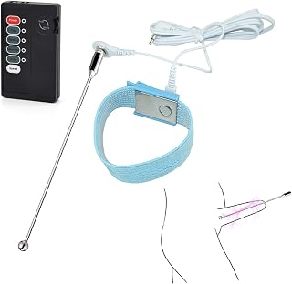 Estim Penis Plug Dilator with Cock Ring Stainless Steel Stimulating Urethral Extreme Penis Torture Electric Shock Male Urethral Toys (9mm)