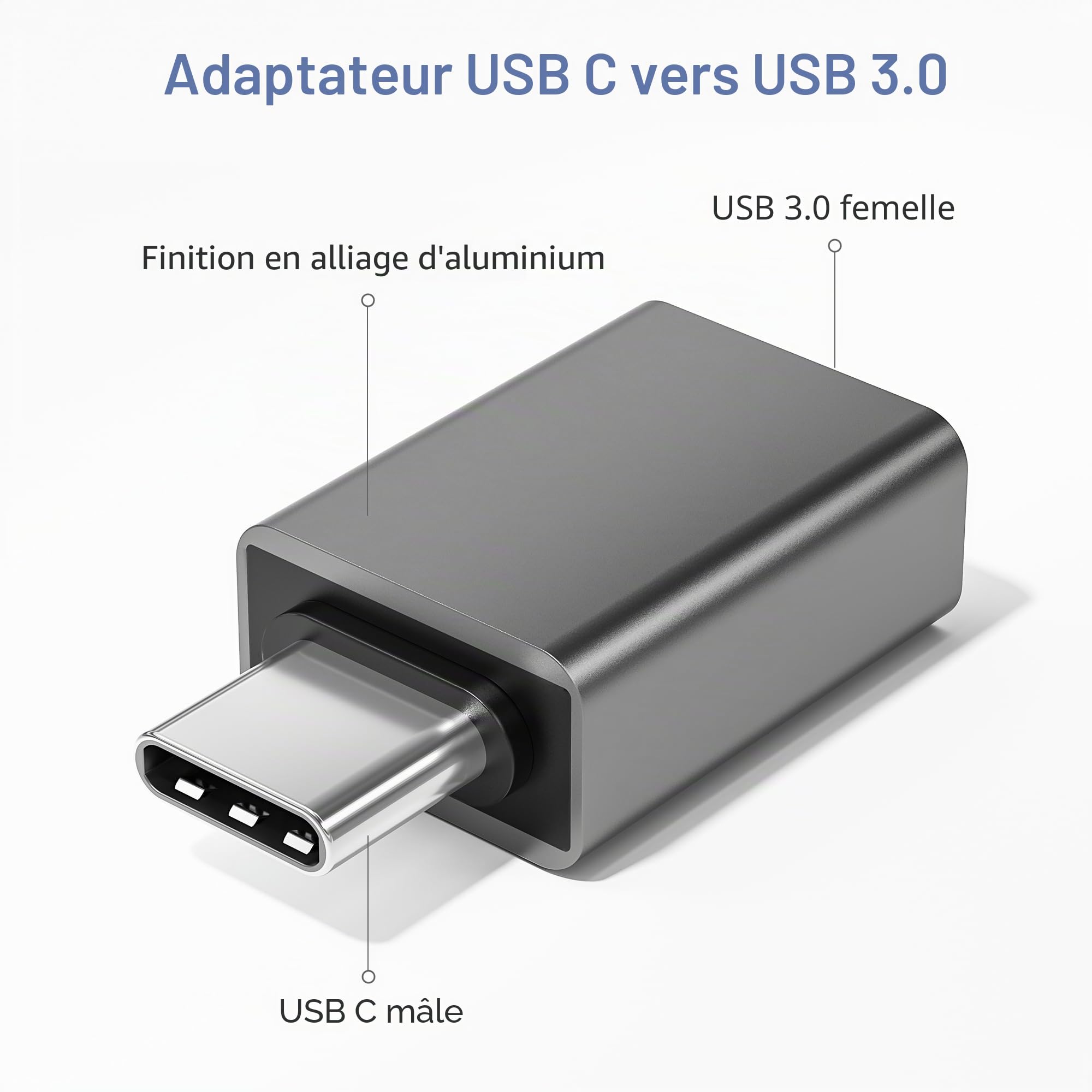 BASESAILOR Adaptateur USB C vers USB 3Pack, Convertisseur USB-C Mâle USB-A 3.0 Femelle, Type C Thunderbolt 4 OTG