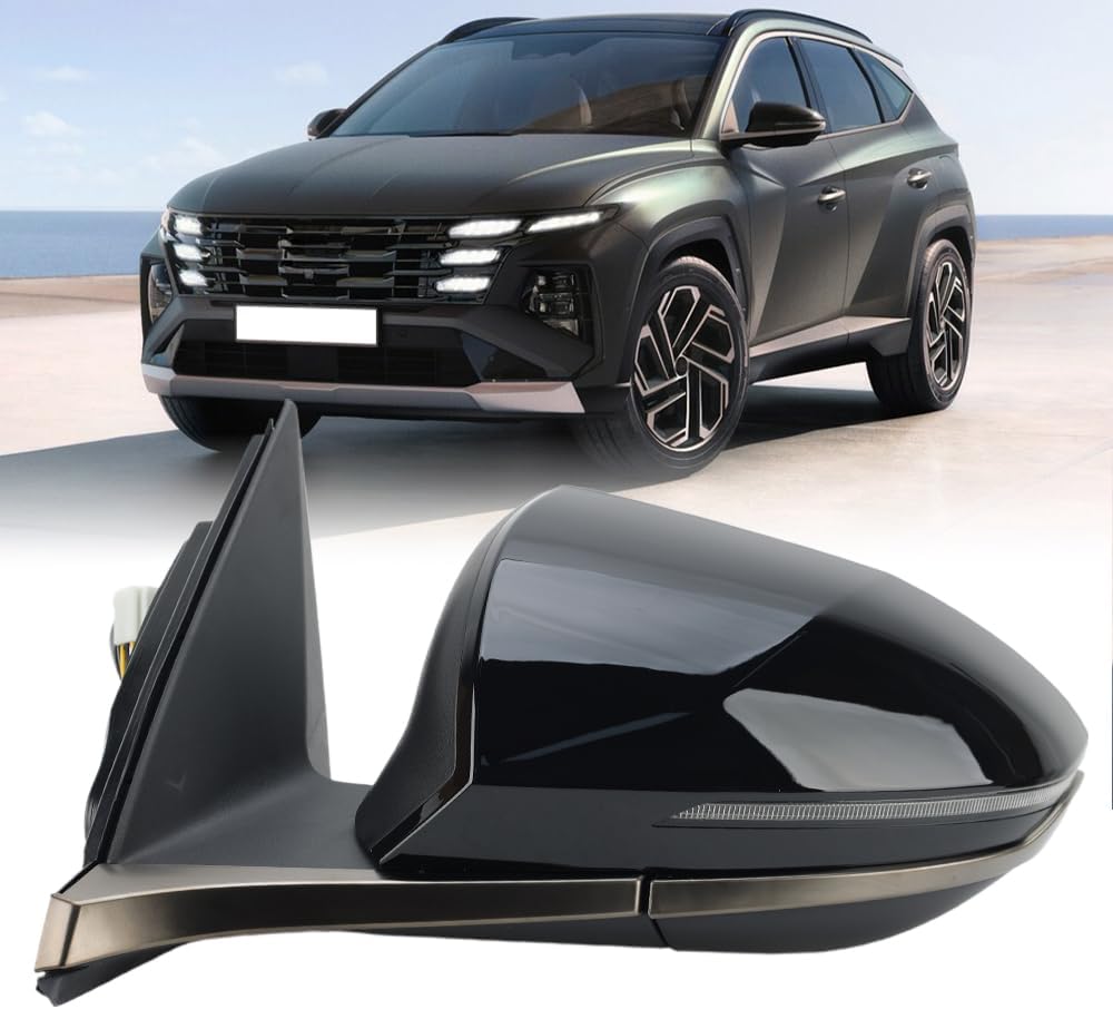 Generic Left Side Mirror Assembly for Hyundai Tucson Santa Cruz (Left Glossy Black)