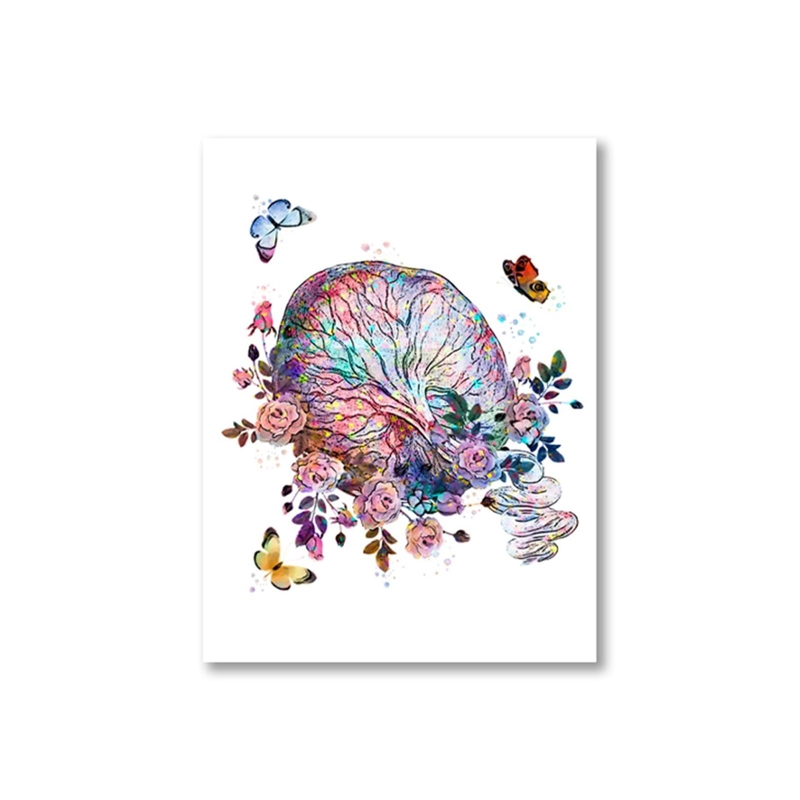 Cadeau Sage-Femme Peinture Toile Anatomie du Sein Décoration Glande Mammaire Florale 50x70