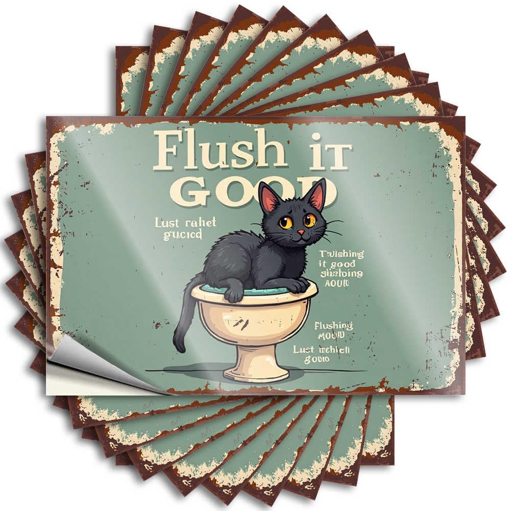 Decal Home Durable Vinyl - Fluffy Friend Reminds: Flush It Good! Cover for Teacher Use(6X9CM)