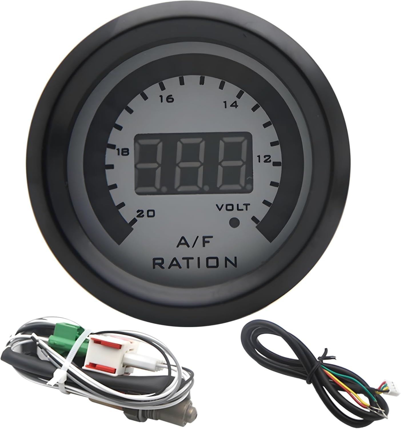 2-Inch Digital Blue Led Air Fuel Ratio Gauge for Cars with Oxygen Sensor, 0-1V Kit, Made of Abs, Installation Bracket & Manual Included