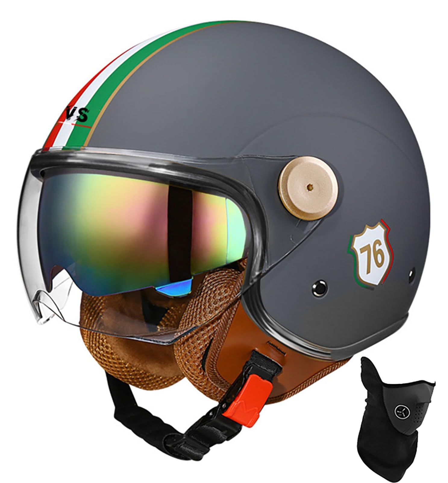 Casque Ouvert Motard Approuvé Dot/ECE, Casque De Moto Vespa Jet, Noir, Taille M/L