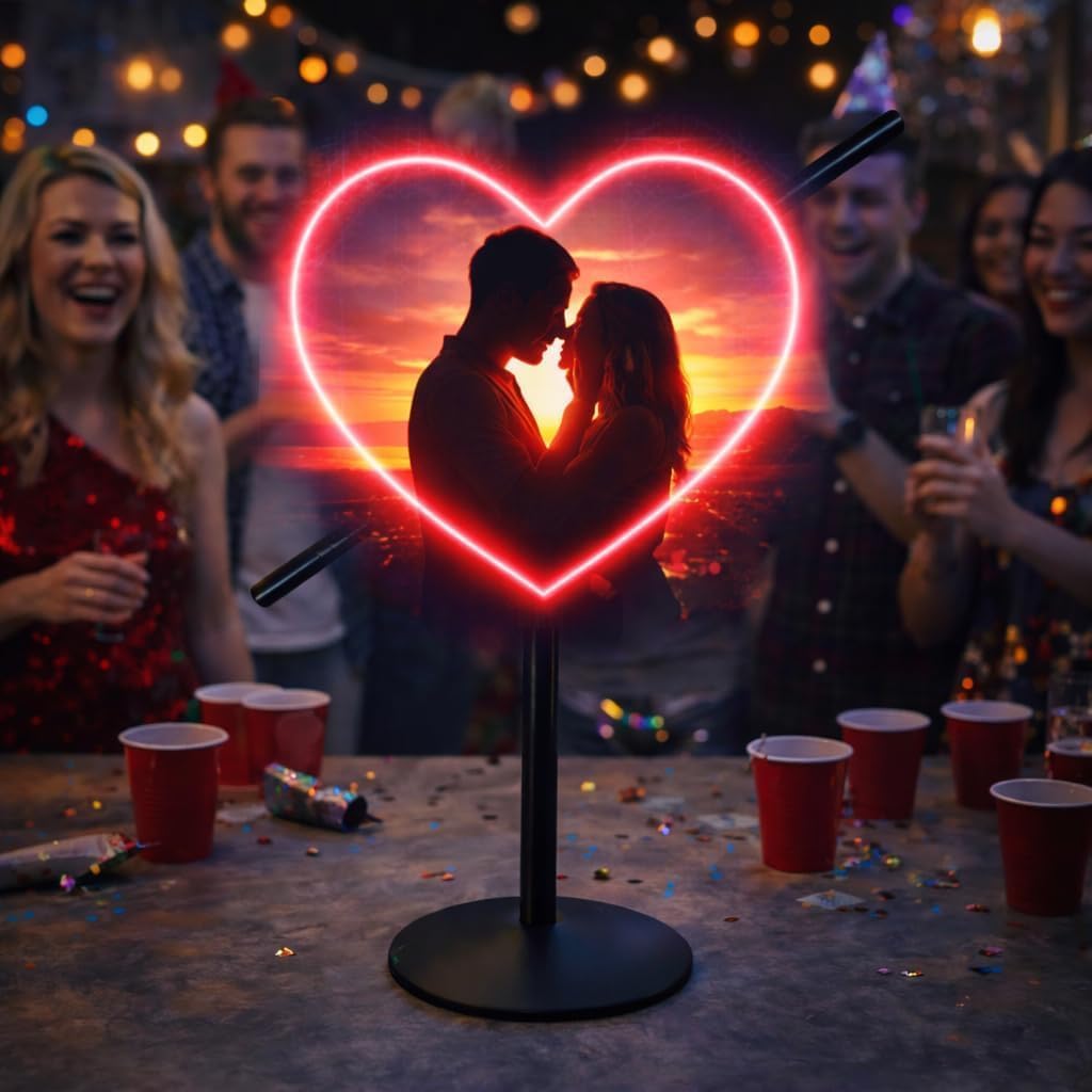 16.9 Inch 3D Hologram Fan with All-Metal Desktop Stand, WiFi App Controlled Holographic Display, Adjustable Height, High-Brightness LED for Trade Shows, Retail Counters and Showrooms