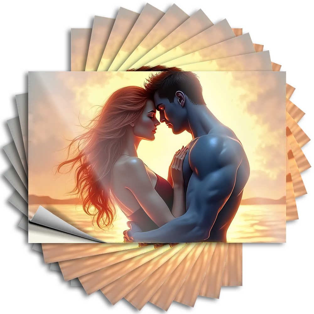 Fzfn Colour Romantic Sunset Embrace Stickers Housewarming | Winter Water Removable Decal Pack(8X12cm)
