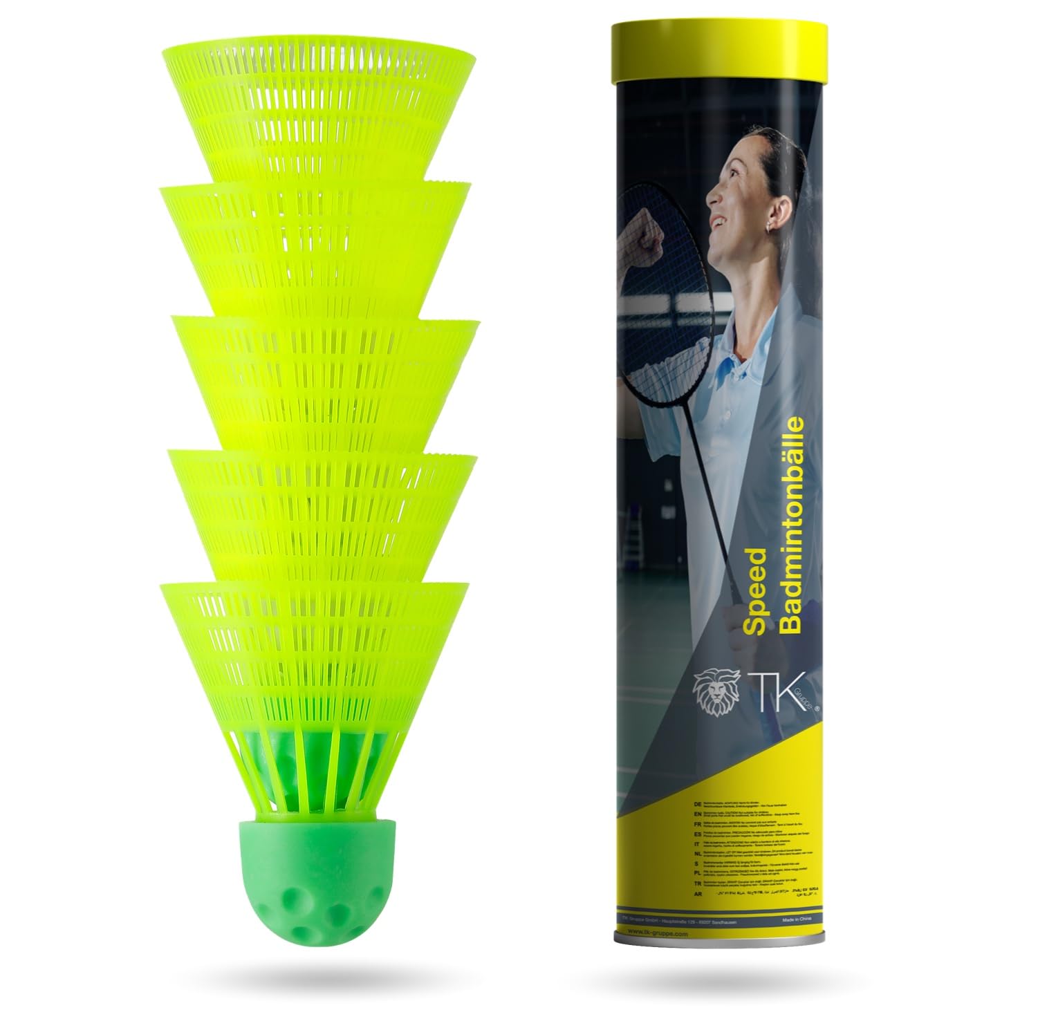 TK Gruppe Timo Klingler 70x Speedbadminton Federbälle schnell gelb Badmintonbälle für Training & Wettkampf Badminton - Feder Ball/Bälle Federball für Outdoor & Indoor