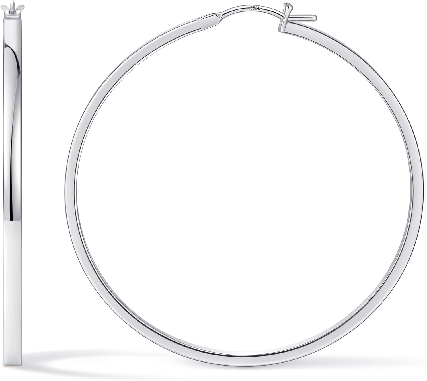 Gacimy Flatted Hoop Earrings for Women 14K Gold Plated with 925 Sterling Silver Post